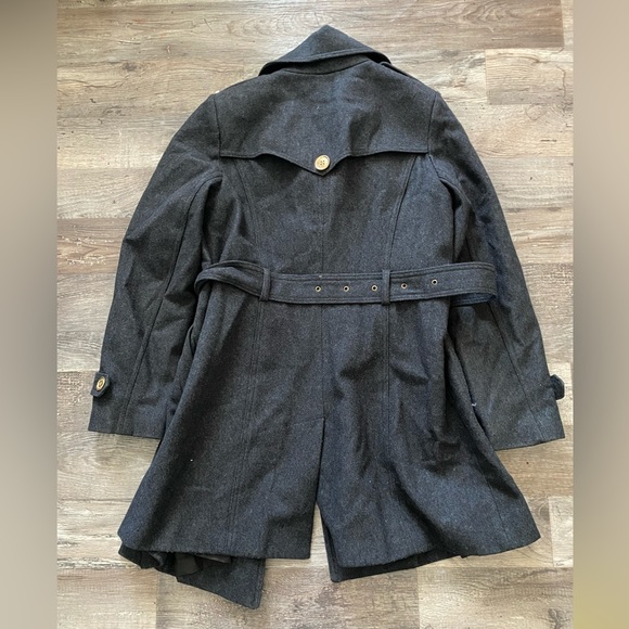 Michael Kors Women Long Double-Breasted Peacoat Sz 10 Small Charcoal Gray - Picture 7 of 8